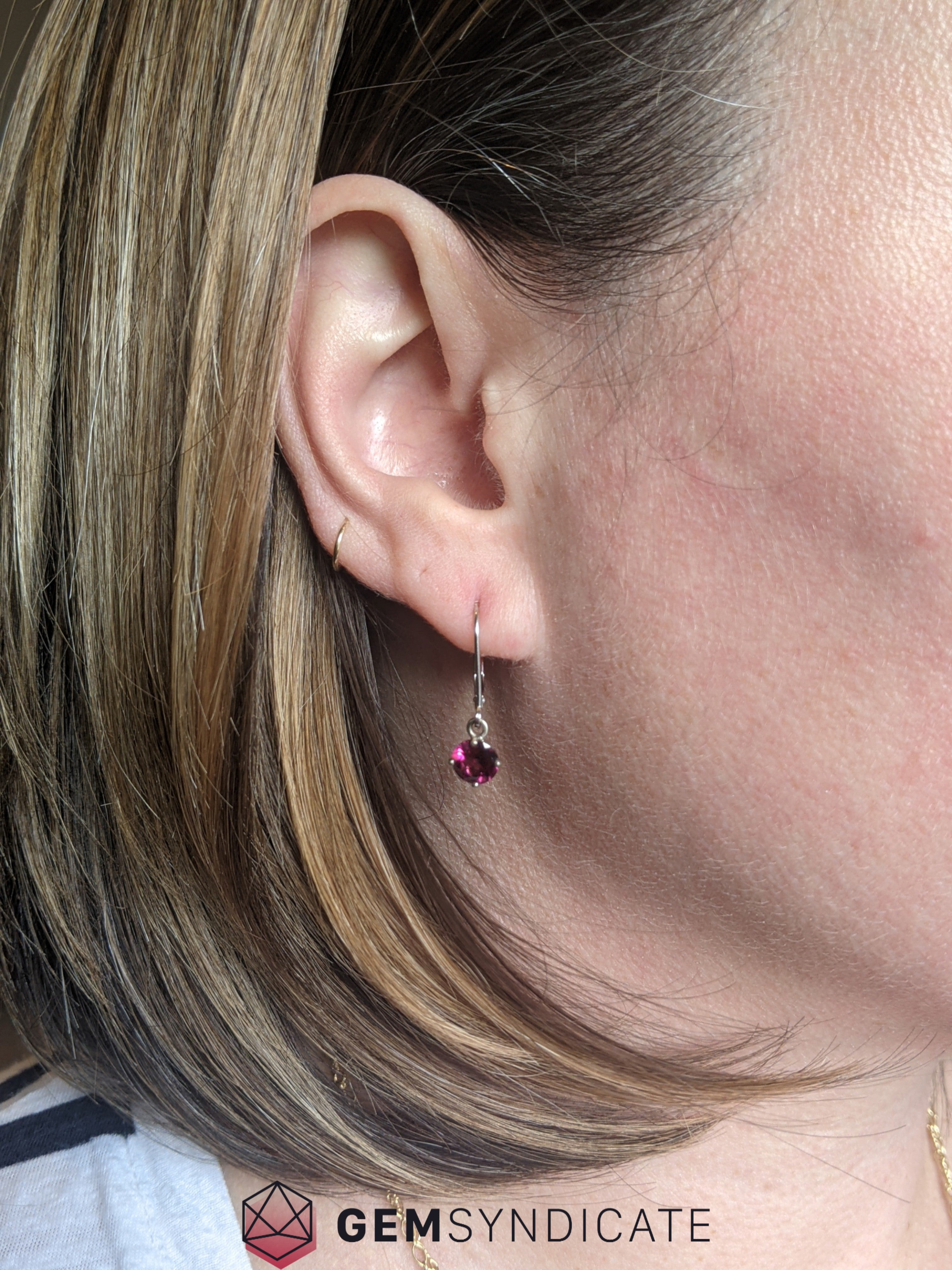 Romantic Rhodolite Garnet Solitaire Dangle Birthstone Earrings