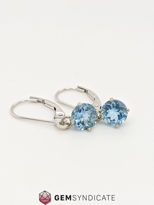 Serene Aquamarine Solitaire Dangle Birthstone Earrings