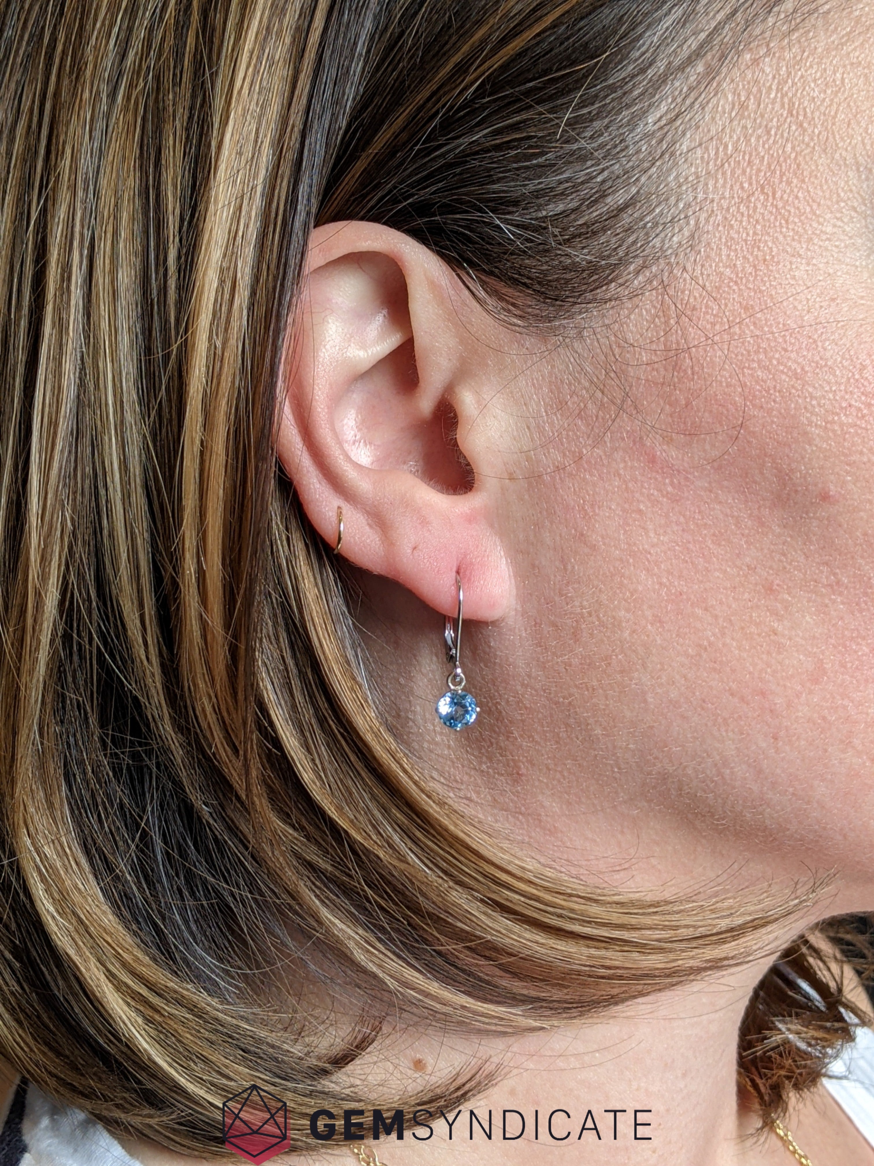 Sparkly Blue Zircon Solitaire Dangle Birthstone Earrings