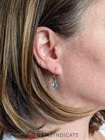 Load image into Gallery viewer, Sparkly Blue Zircon Solitaire Dangle Birthstone Earrings
