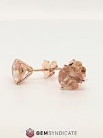 Load image into Gallery viewer, Glittery Round Oregon Sunstone Earrings in 14k Rose Gold
