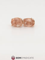 Load image into Gallery viewer, Spectacular Oregon Sunstone Stud Earrings in 14k Rose Gold
