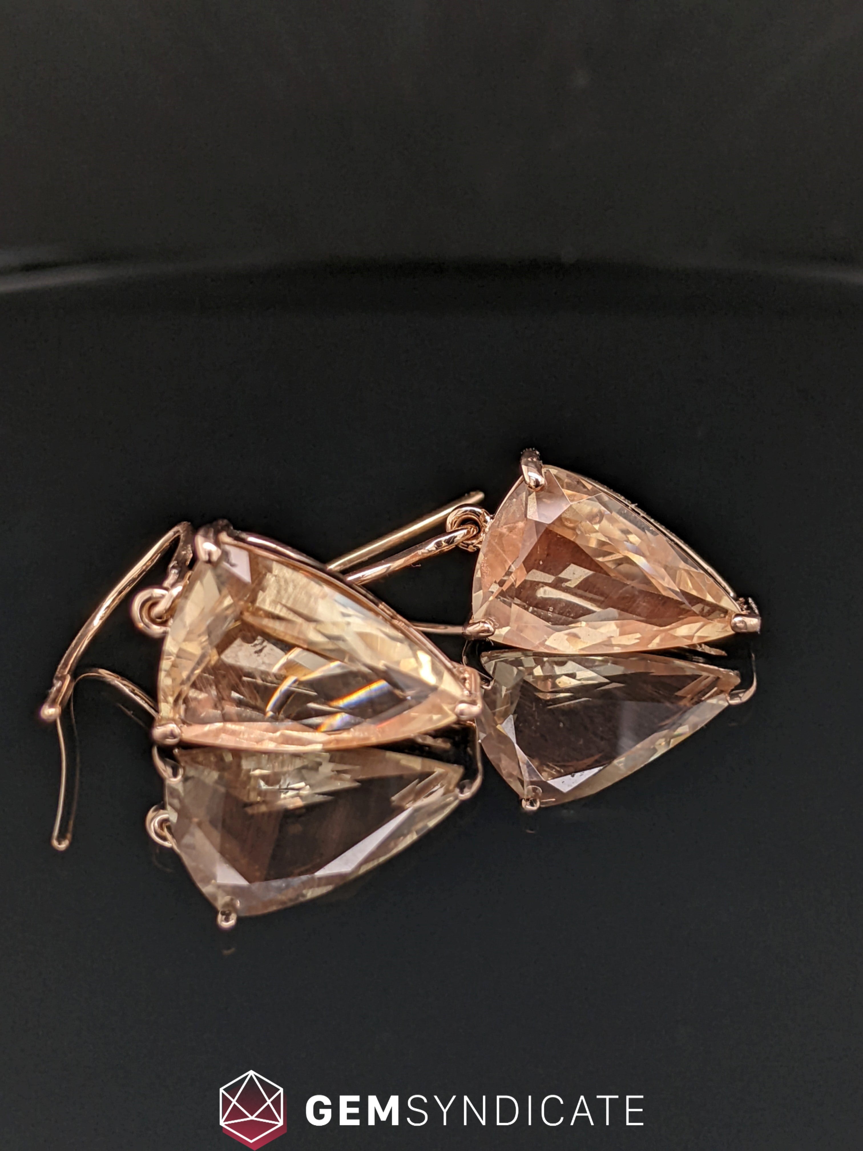 Elegant Shield Shaped Drop Earrings in 14k Rose Gold