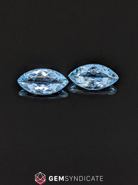 Alluring Marquise Shape Blue Aquamarine Pair 4.94ctw