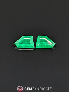 Delicate Fancy Shape Green Emerald Pair 1.31ctw