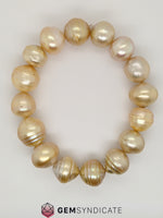 Load image into Gallery viewer, Natural Golden South Sea Baroque Pearl Bracelet
