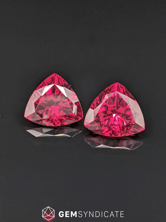 Gorgeous Trillion Cut Rhodolite Garnet Pair 8.02ctw