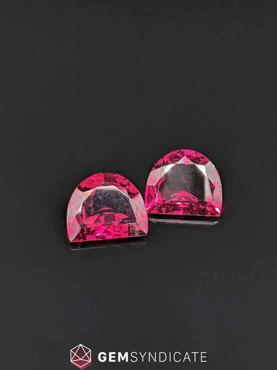 Magnificent Half Moon Rhodolite Garnet Pair 12.41ctw