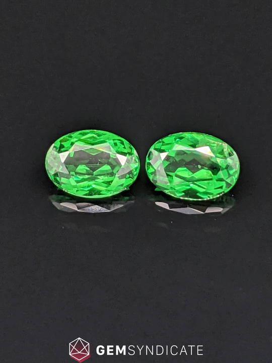 Breathtaking Oval Green Tsavorite Garnet Pair 1.91ctw