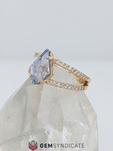 Magnificent Light Blue Sapphire Ring in 14k Yellow Gold