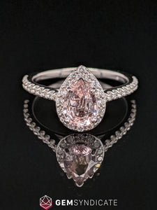 Dazzling Peach Sapphire Ring in 14k White Gold