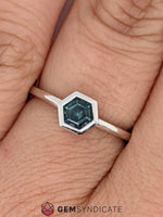 Load image into Gallery viewer, Contemporary Montana Teal Sapphire Ring in 14k White Gold
