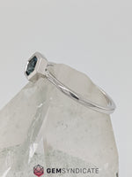 Load image into Gallery viewer, Contemporary Montana Teal Sapphire Ring in 14k White Gold
