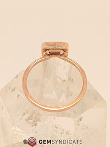 Graceful Peach Sapphire Solitaire Ring in 14k Rose Gold