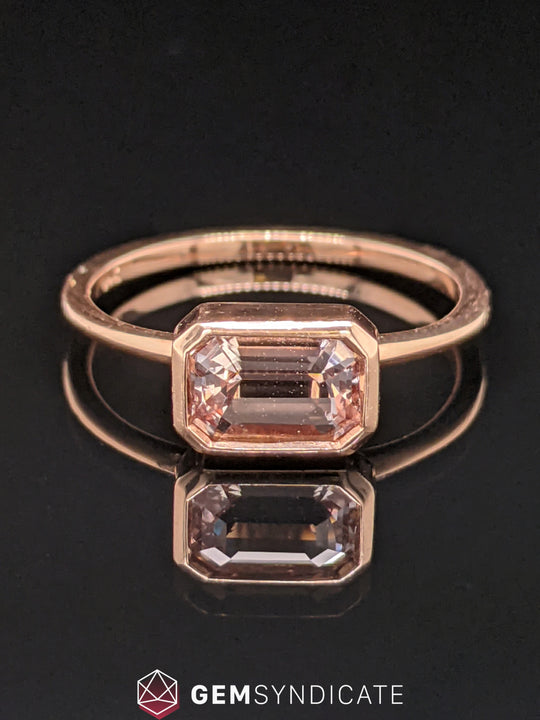Graceful Peach Sapphire Solitaire Ring in 14k Rose Gold