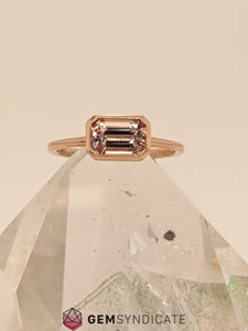 Graceful Peach Sapphire Solitaire Ring in 14k Rose Gold