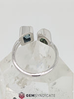 Load image into Gallery viewer, Edgy Sapphire Bi-Pass Ring in 14k White Gold
