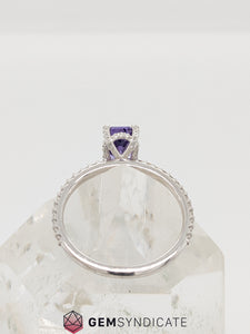 Pretty Radiant Cut Purple Sapphire Ring in 14k White Gold