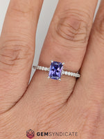 Load image into Gallery viewer, Pretty Radiant Cut Purple Sapphire Ring in 14k White Gold
