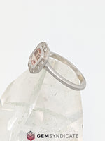 Load image into Gallery viewer, Sophisticated Peach Sapphire Ring in 14k White Gold
