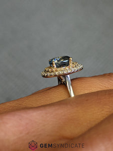 Breathtaking Montana Teal Sapphire Ring in 14k White/Yellow Gold
