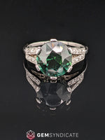 Load image into Gallery viewer, Marvelous Teal Sapphire &amp; Diamond Ring in Platinum
