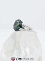 Load image into Gallery viewer, Marvelous Teal Sapphire &amp; Diamond Ring in Platinum
