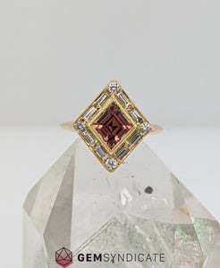 Elegant Orange Sapphire & Diamond Engagement Ring in 18k Yellow Gold