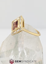 Load image into Gallery viewer, Elegant Orange Sapphire &amp; Diamond Engagement Ring in 18k Yellow Gold
