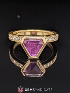Unique Purple Sapphire Ring in 18k Yellow Gold