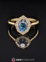 Load image into Gallery viewer, Commanding Teal Sapphire w/ Pave Diamond Halo Ring
