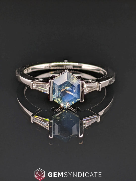 Classy Parti Sapphire Ring in 14k White Gold
