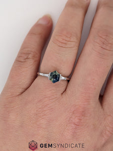 Classy Parti Sapphire Ring in 14k White Gold