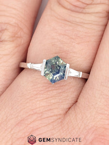 Classy Parti Sapphire Ring in 14k White Gold