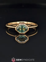 Load image into Gallery viewer, Charismatic Fancy Cut Teal Sapphire Ring in 14k Yellow Gold
