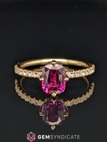 Load image into Gallery viewer, Enchanting Cushion Raspberry Sapphire in 14k Yellow Gold
