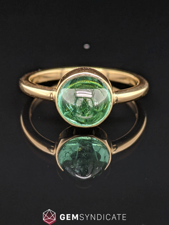 Sophisticated Green Tourmaline Ring in 14k Yellow Gold