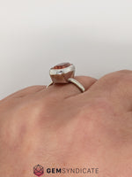 Load image into Gallery viewer, Unique Cushion Oregon Sunstone Ring in 14k White Gold
