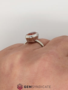 Unique Cushion Oregon Sunstone Ring in 14k White Gold