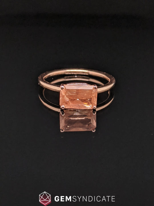 Angelic Solitaire Natural Oregon Sunstone Ring in 14k Rose Gold