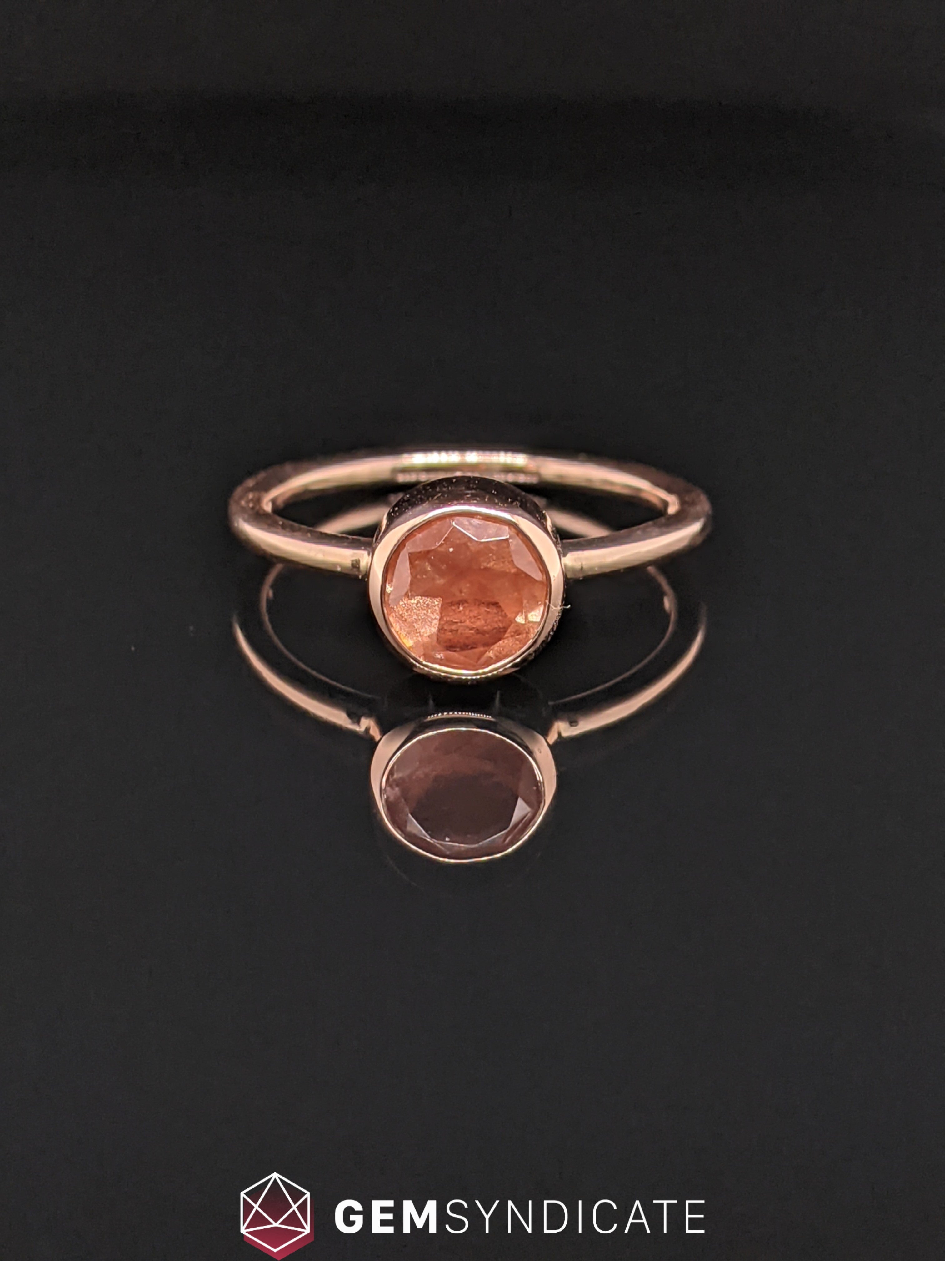 Brilliant Solitaire Natural Oregon Sunstone Ring in 14k Rose Gold