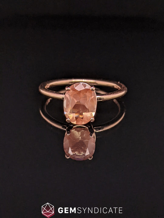 Gorgeous Oval Natural Oregon Sunstone Ring in 14k Rose Gold