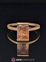 Load image into Gallery viewer, Chic Rectangle Oregon Sunstone Ring in 14k Rose Gold
