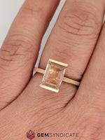 Load image into Gallery viewer, Chic Rectangle Oregon Sunstone Ring in 14k Rose Gold
