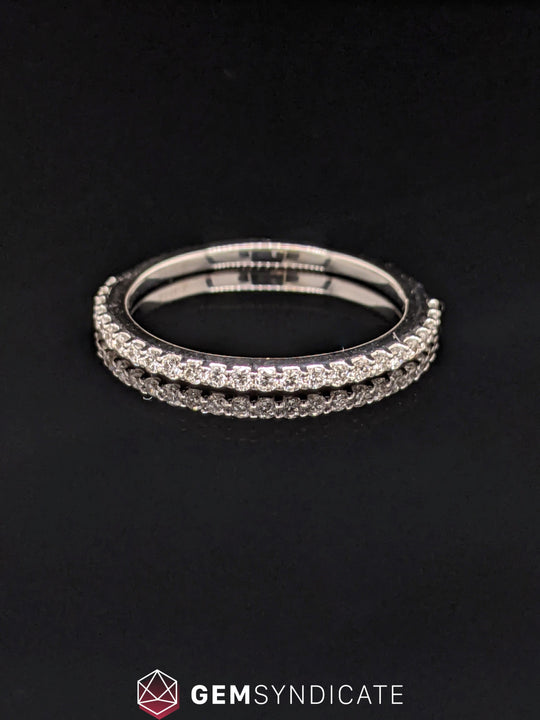 Regal White Diamond Wedding Band in 14k White Gold