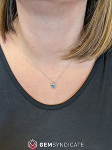 Alluring Teal Sapphire Necklace in 14k White Gold