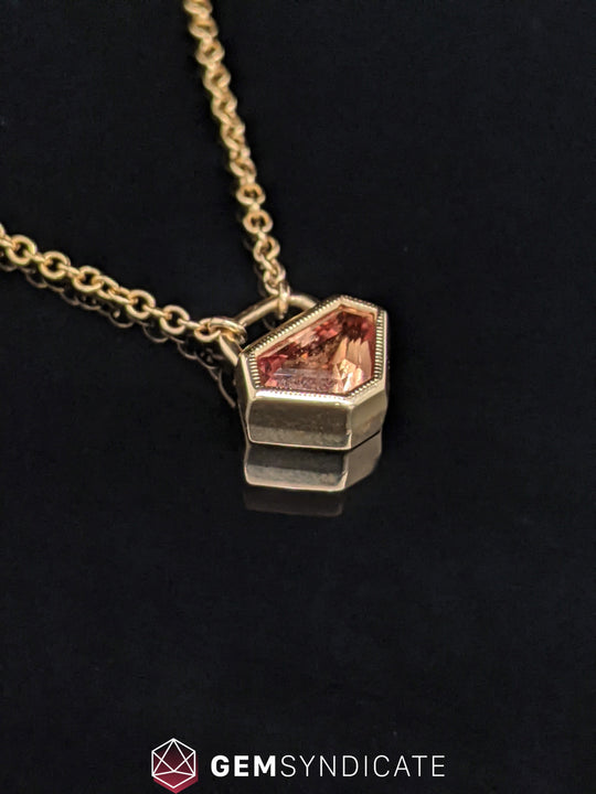 Enchanting Orange Sapphire Necklace in 14k Yellow Gold