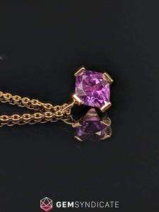 Inspiring Fancy Cut Purple Sapphire Necklace in 14k Yellow Gold