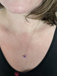 Inspiring Fancy Cut Purple Sapphire Necklace in 14k Yellow Gold