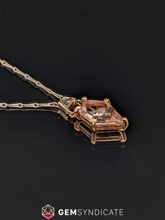 Fierce Peach Sapphire Necklace in 14k White and Rose Gold